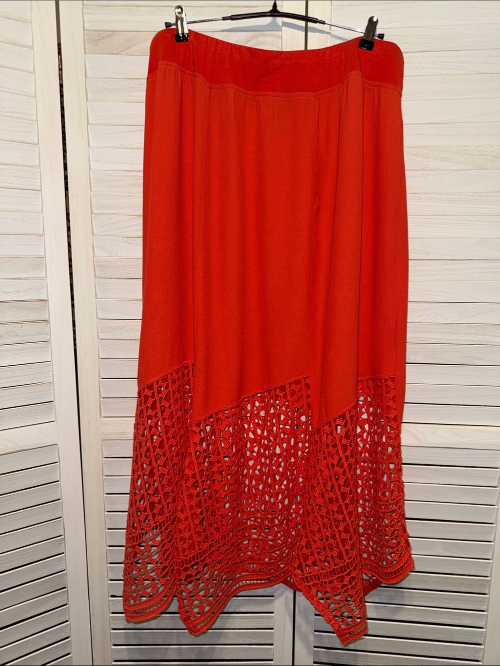 XCVI Crochet Handkerchief Style Hem Summer Maxi Skirt 2X